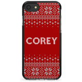 Personalised Red Christmas Knitted Jumper Black Impact Phone Case for iPhone SE 8 7 Plus