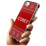 Personalised Red Christmas Knitted Jumper Black Impact Phone Case for iPhone SE 8 7 Plus