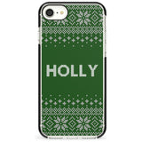 Personalised Green Christmas Knitted Jumper Black Impact Phone Case for iPhone SE 8 7 Plus