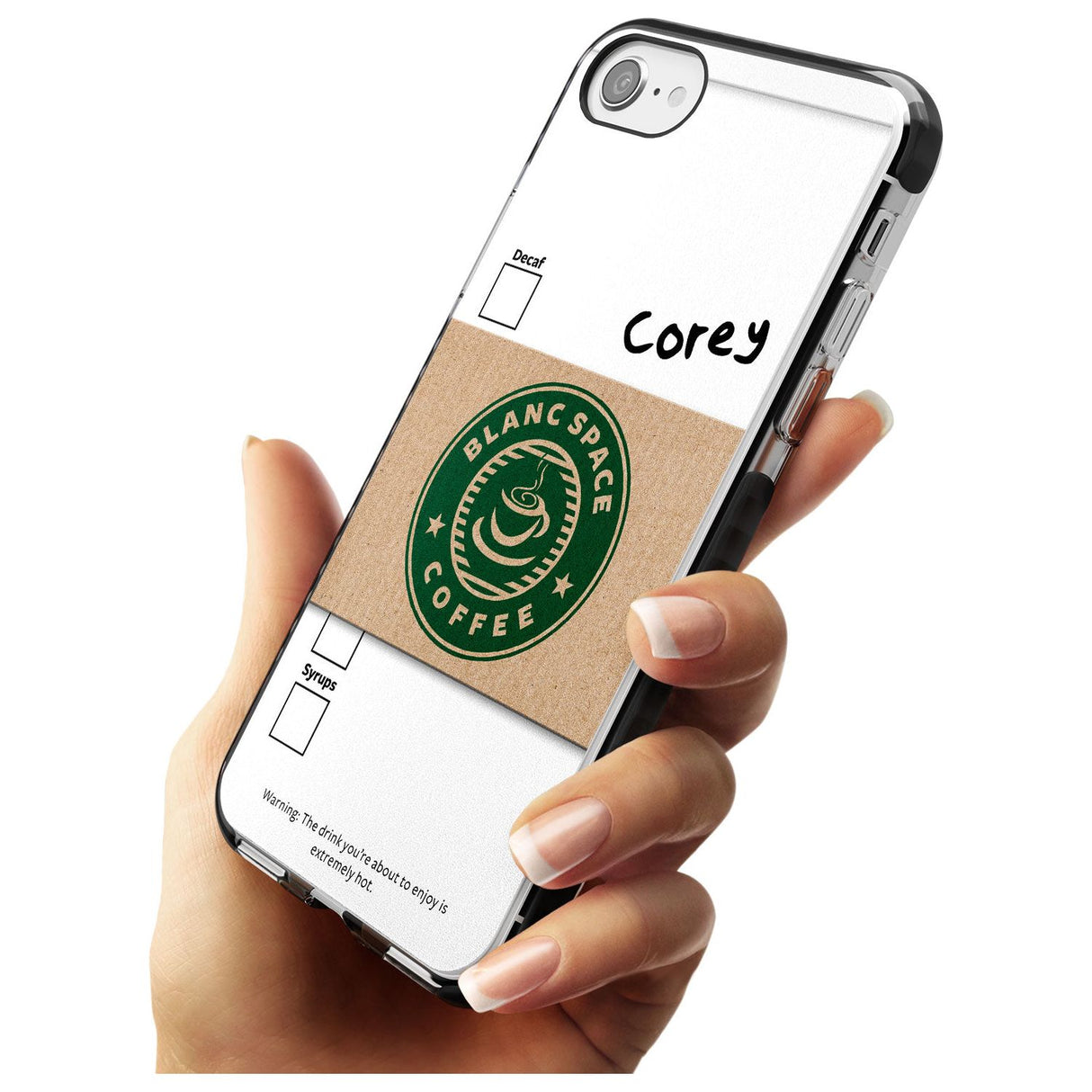 Personalised Coffee Cup Black Impact Phone Case for iPhone SE 8 7 Plus