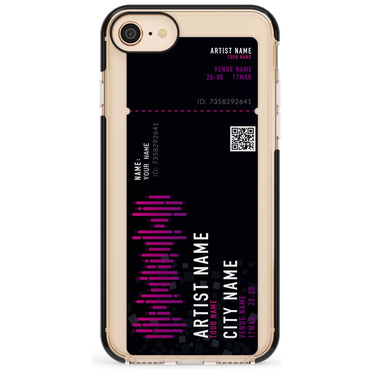 Personalised Concert Ticket Black Impact Phone Case for iPhone SE 8 7 Plus