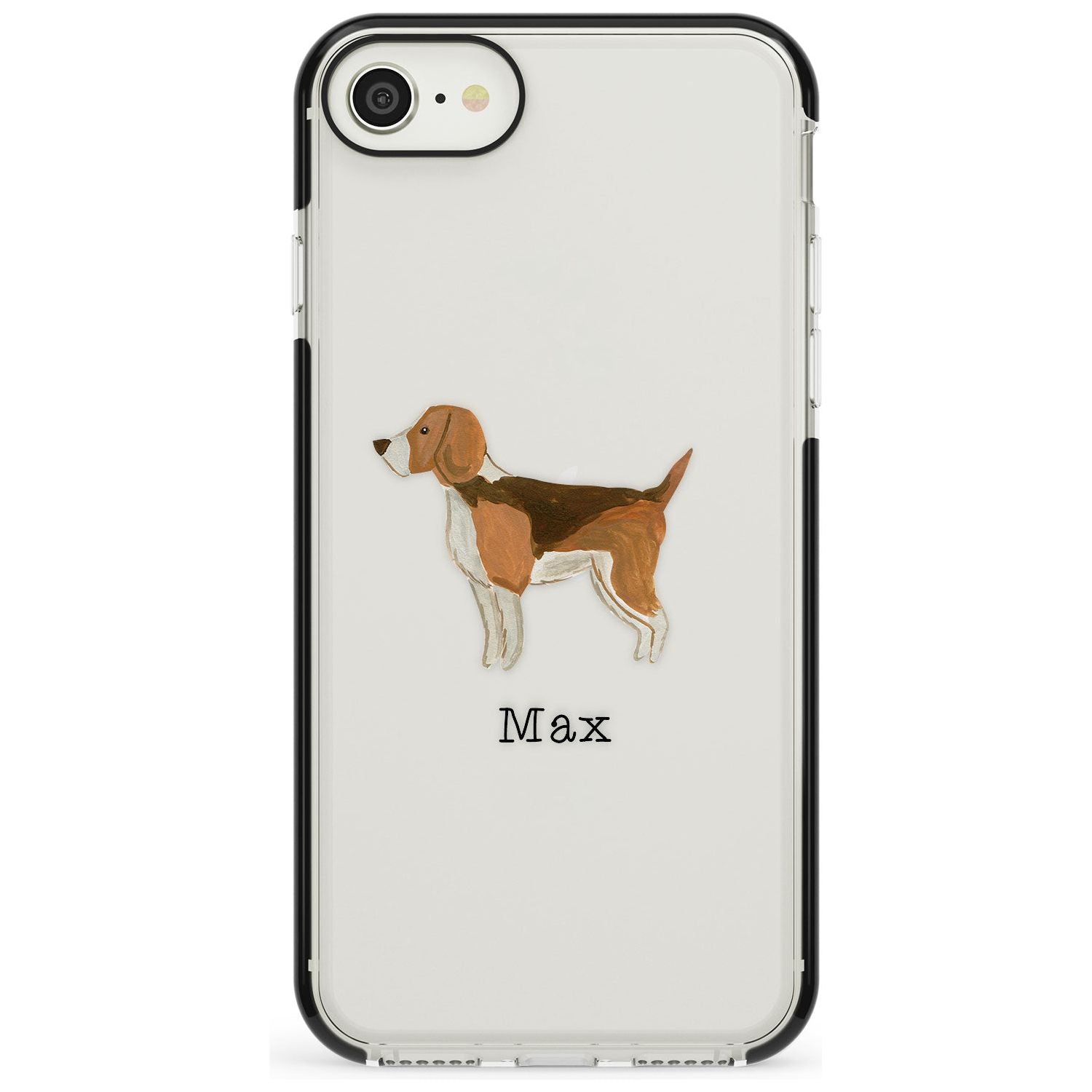 Hand Painted Beagle Black Impact Phone Case for iPhone SE 8 7 Plus