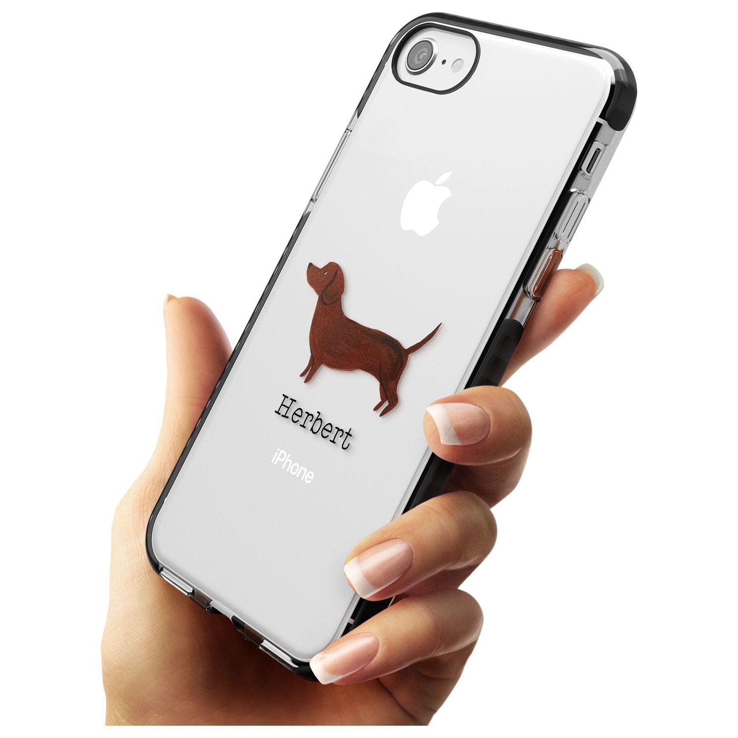 Hand Painted Sausage Dog Black Impact Phone Case for iPhone SE 8 7 Plus