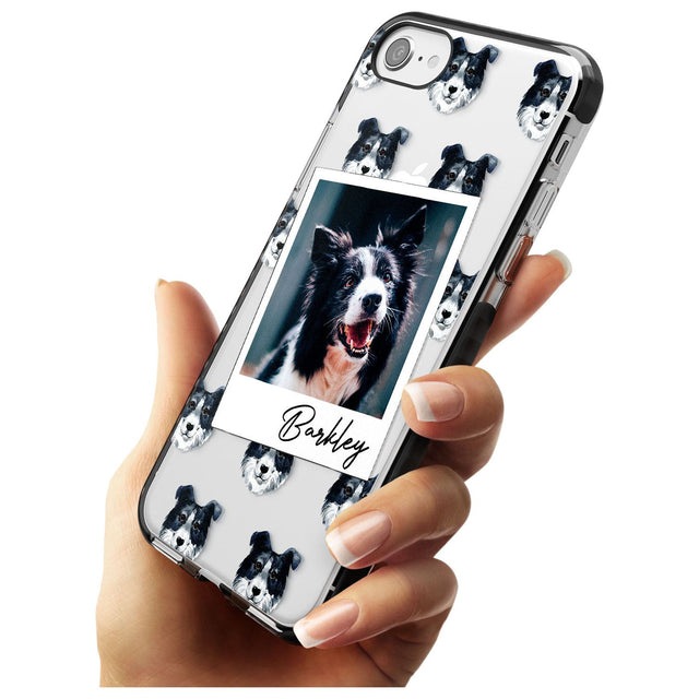 Border Collie - Custom Dog Photo Pink Fade Impact Phone Case for iPhone SE 8 7 Plus