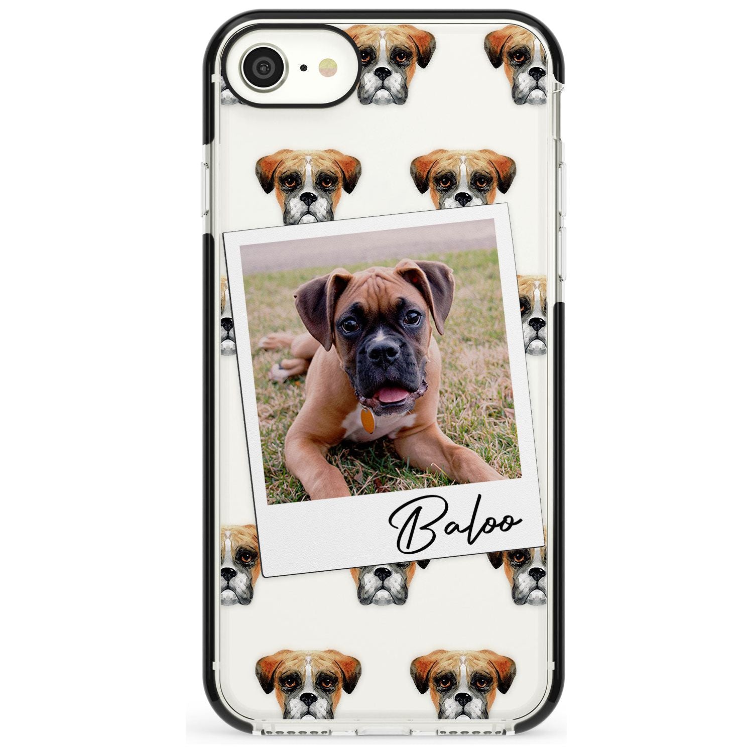 Boxer - Custom Dog Photo Pink Fade Impact Phone Case for iPhone SE 8 7 Plus