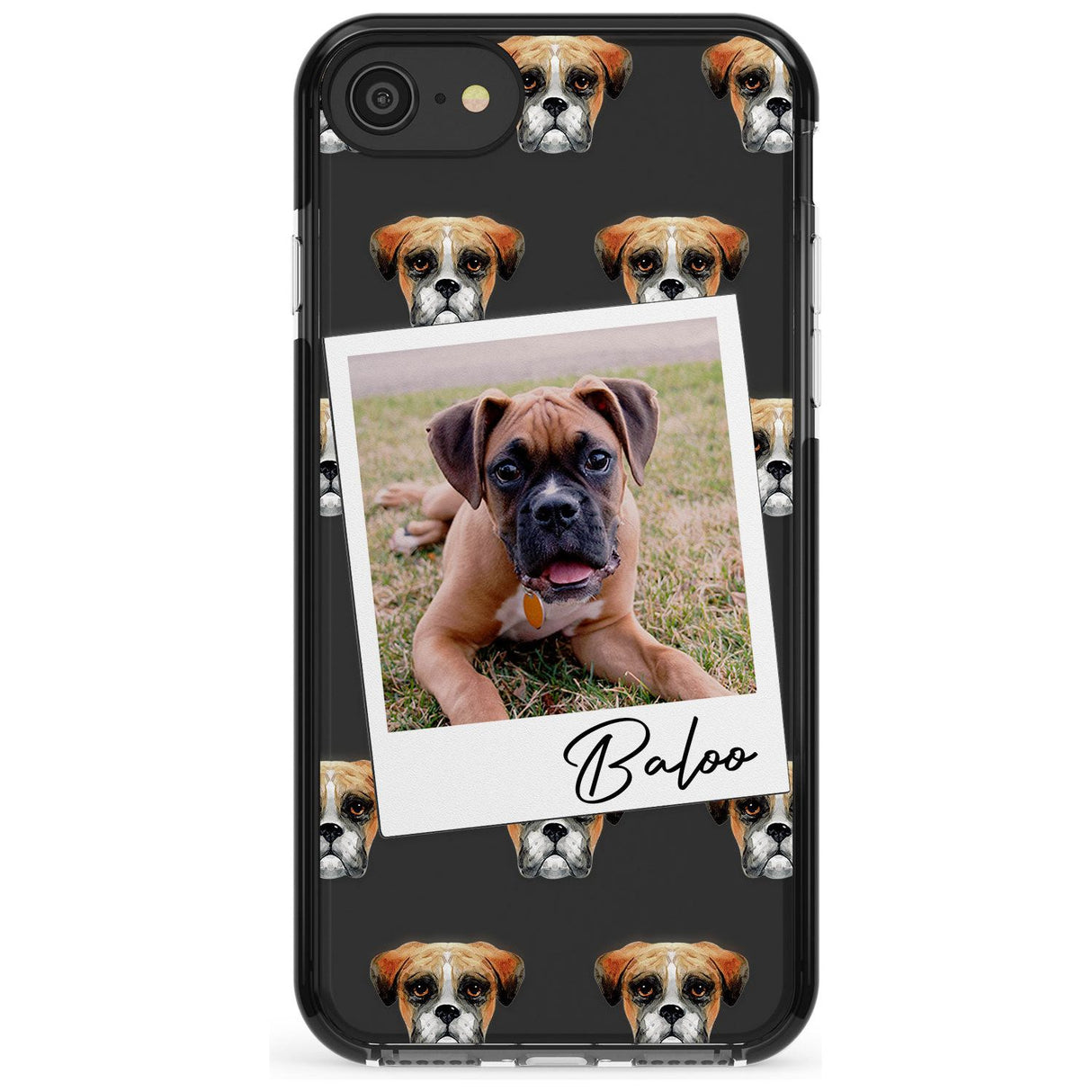 Boxer - Custom Dog Photo Pink Fade Impact Phone Case for iPhone SE 8 7 Plus