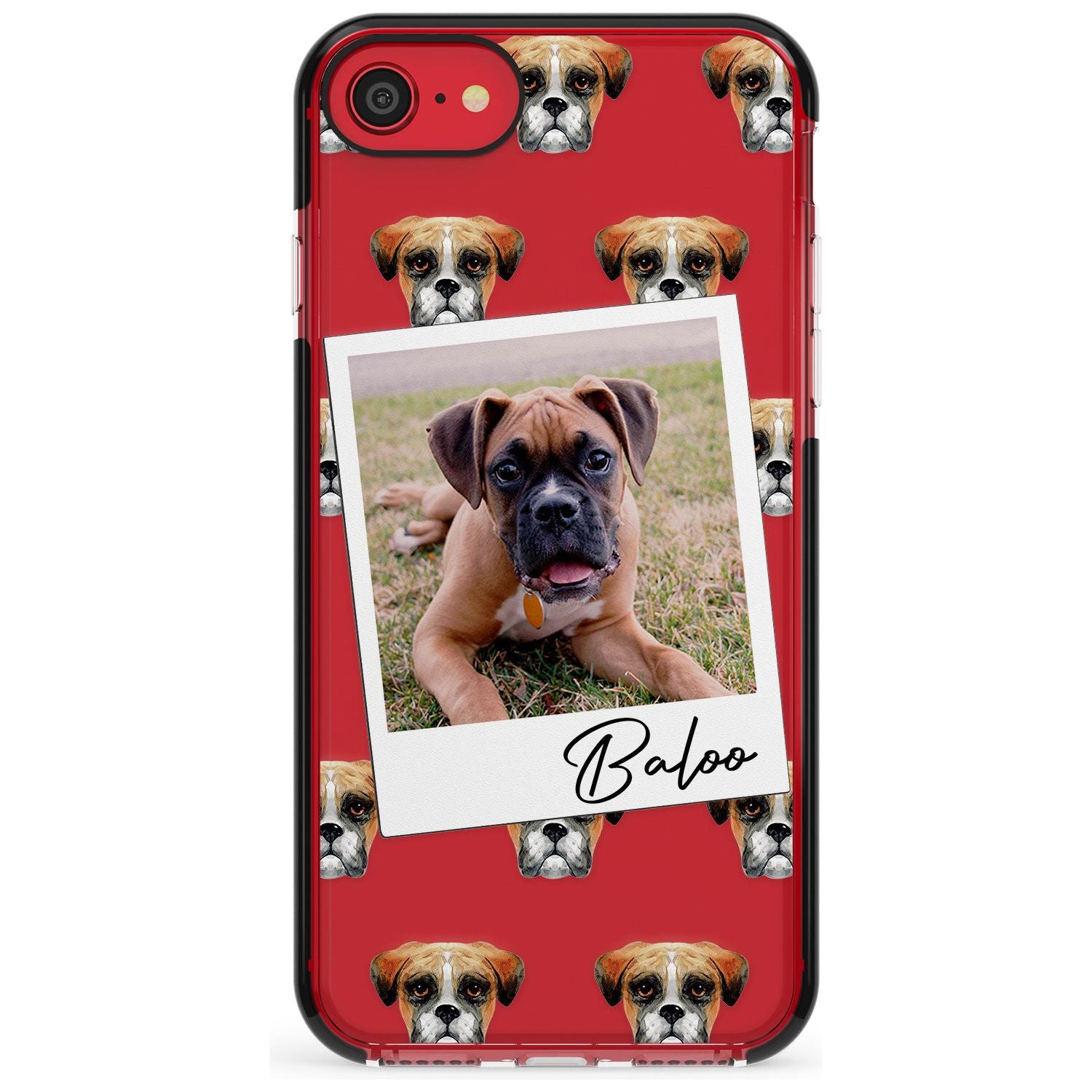 Boxer - Custom Dog Photo Pink Fade Impact Phone Case for iPhone SE 8 7 Plus