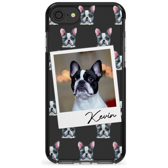 French Bulldog, Black & White - Custom Dog Photo Pink Fade Impact Phone Case for iPhone SE 8 7 Plus