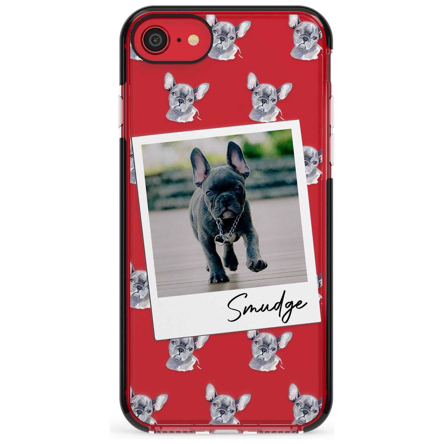 French Bulldog, Grey - Custom Dog Photo Pink Fade Impact Phone Case for iPhone SE 8 7 Plus