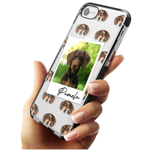 Dachshund, Brown - Custom Dog Photo Pink Fade Impact Phone Case for iPhone SE 8 7 Plus