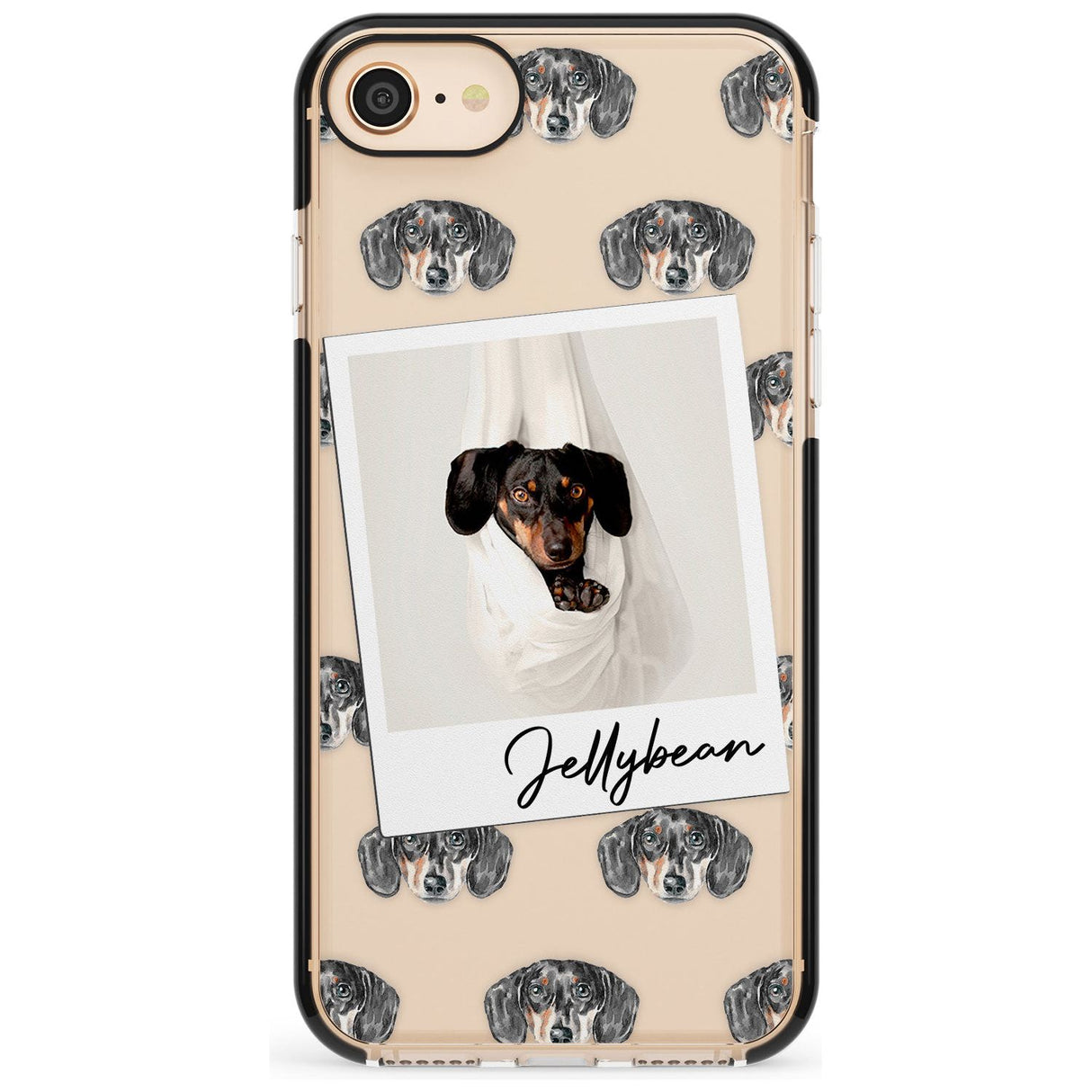 Dachshund, Black- Custom Dog Photo Pink Fade Impact Phone Case for iPhone SE 8 7 Plus