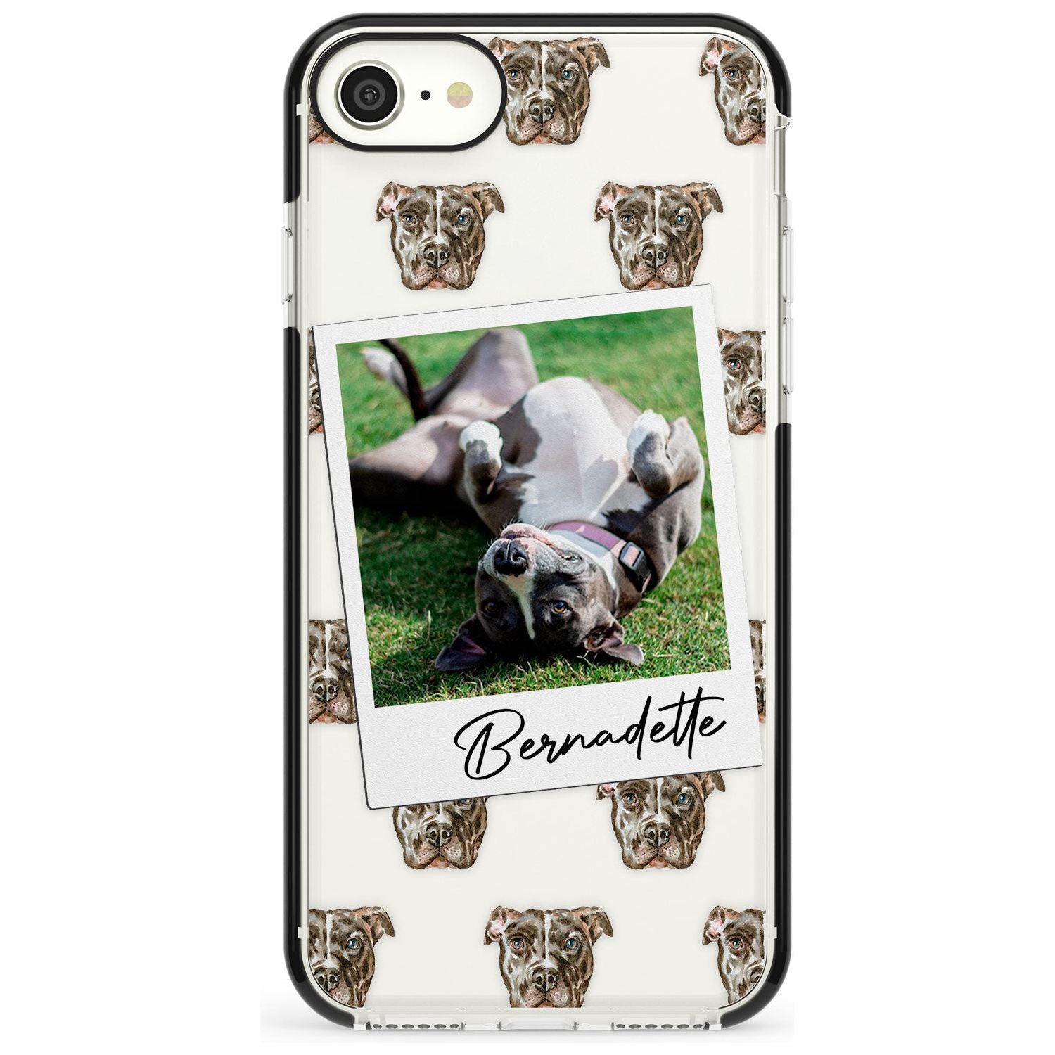 Staffordshire Bull Terrier - Custom Dog Photo Pink Fade Impact Phone Case for iPhone SE 8 7 Plus