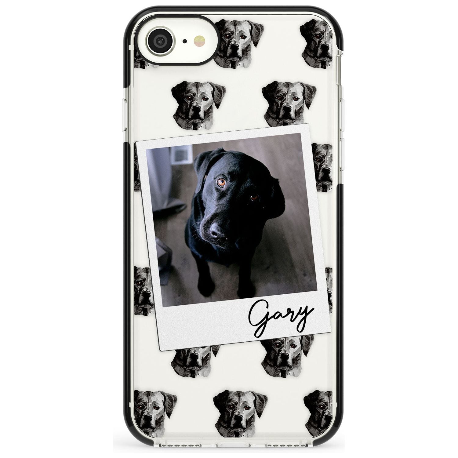 Labrador, Black - Custom Dog Photo Pink Fade Impact Phone Case for iPhone SE 8 7 Plus