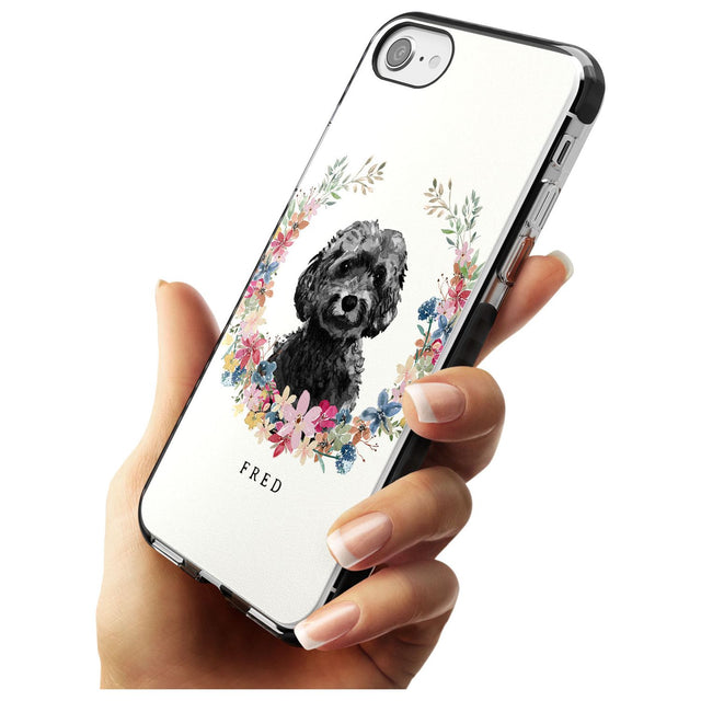 Black Cockapoo - Watercolour Dog Portrait Black Impact Phone Case for iPhone SE 8 7 Plus