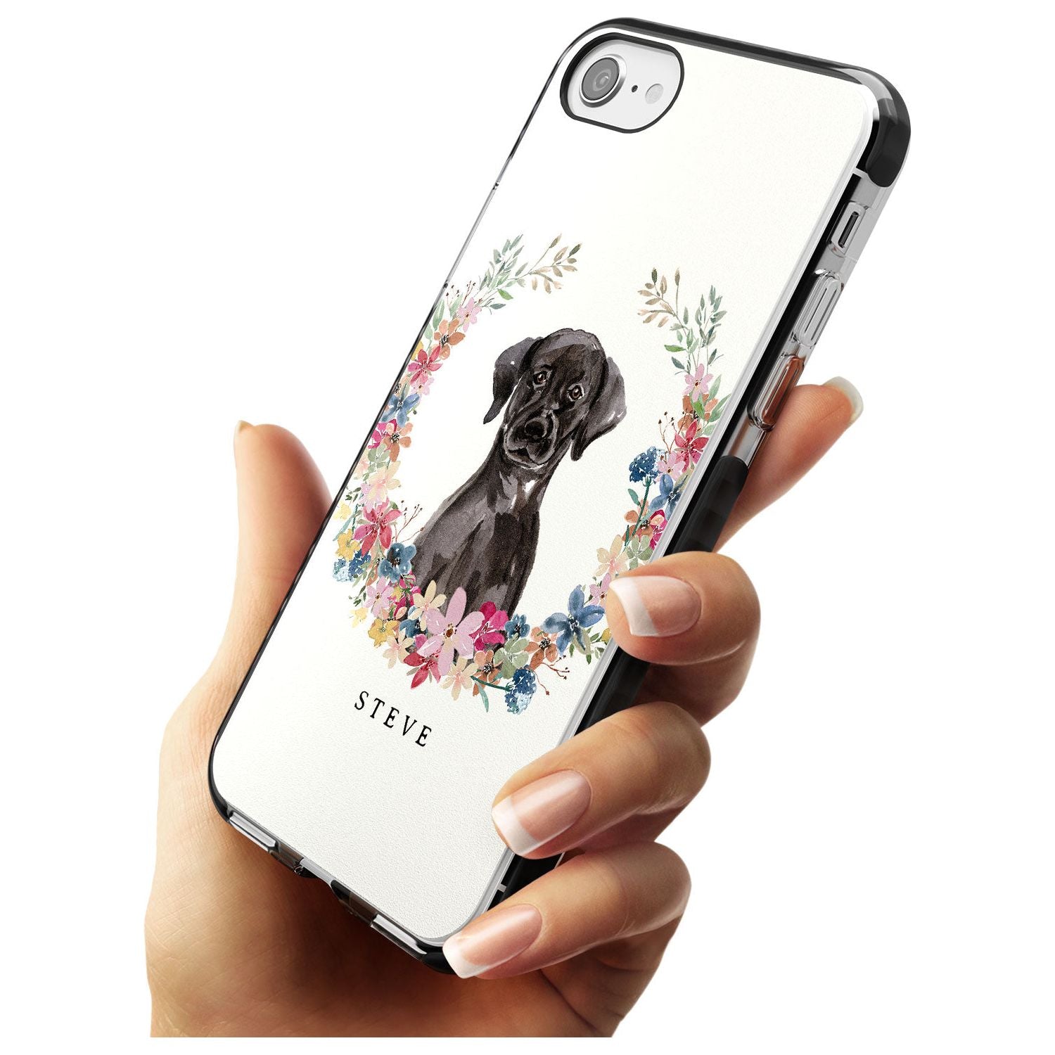 Black Lab Watercolour Dog Portrait Black Impact Phone Case for iPhone SE 8 7 Plus