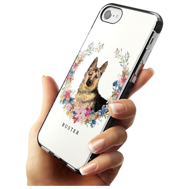 German Shepherd - Watercolour Dog Portrait Black Impact Phone Case for iPhone SE 8 7 Plus