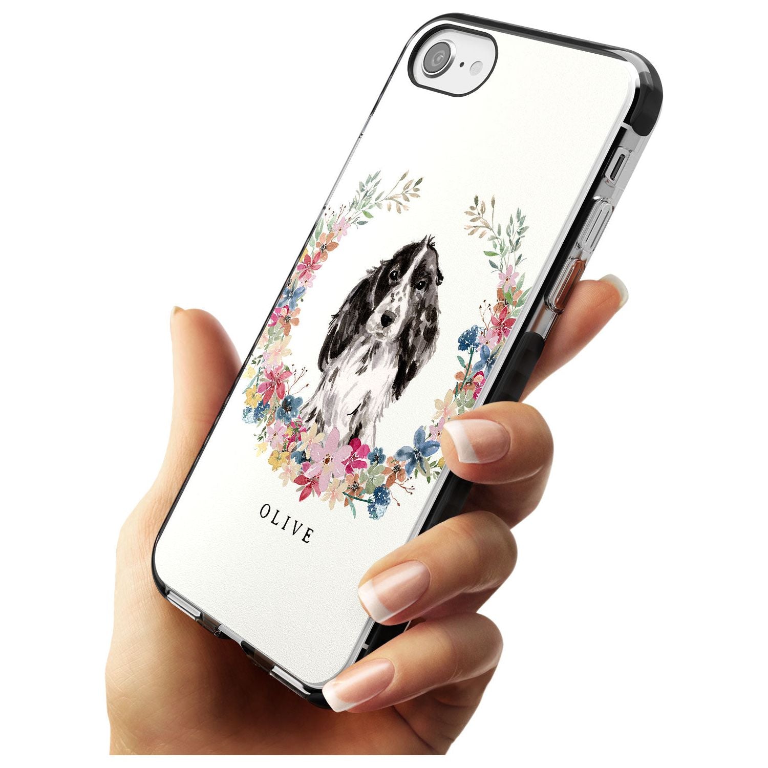 Black Cocker Spaniel - Watercolour Dog Portrait Black Impact Phone Case for iPhone SE 8 7 Plus