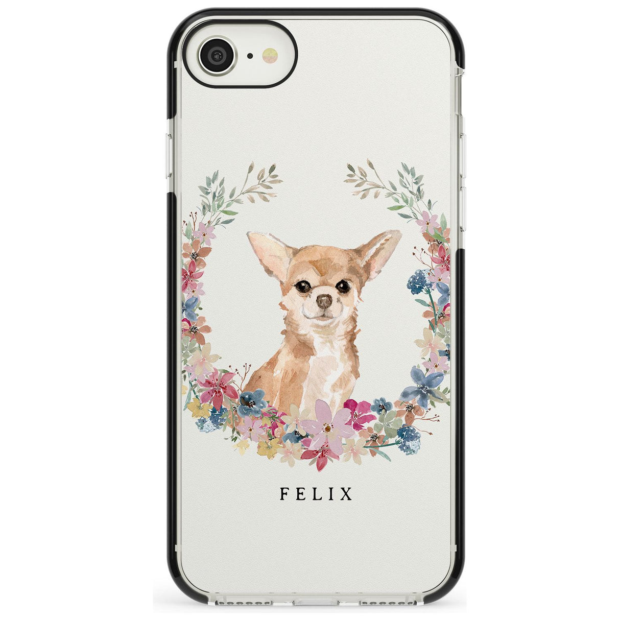 Chihuahua - Watercolour Dog Portrait Black Impact Phone Case for iPhone SE 8 7 Plus