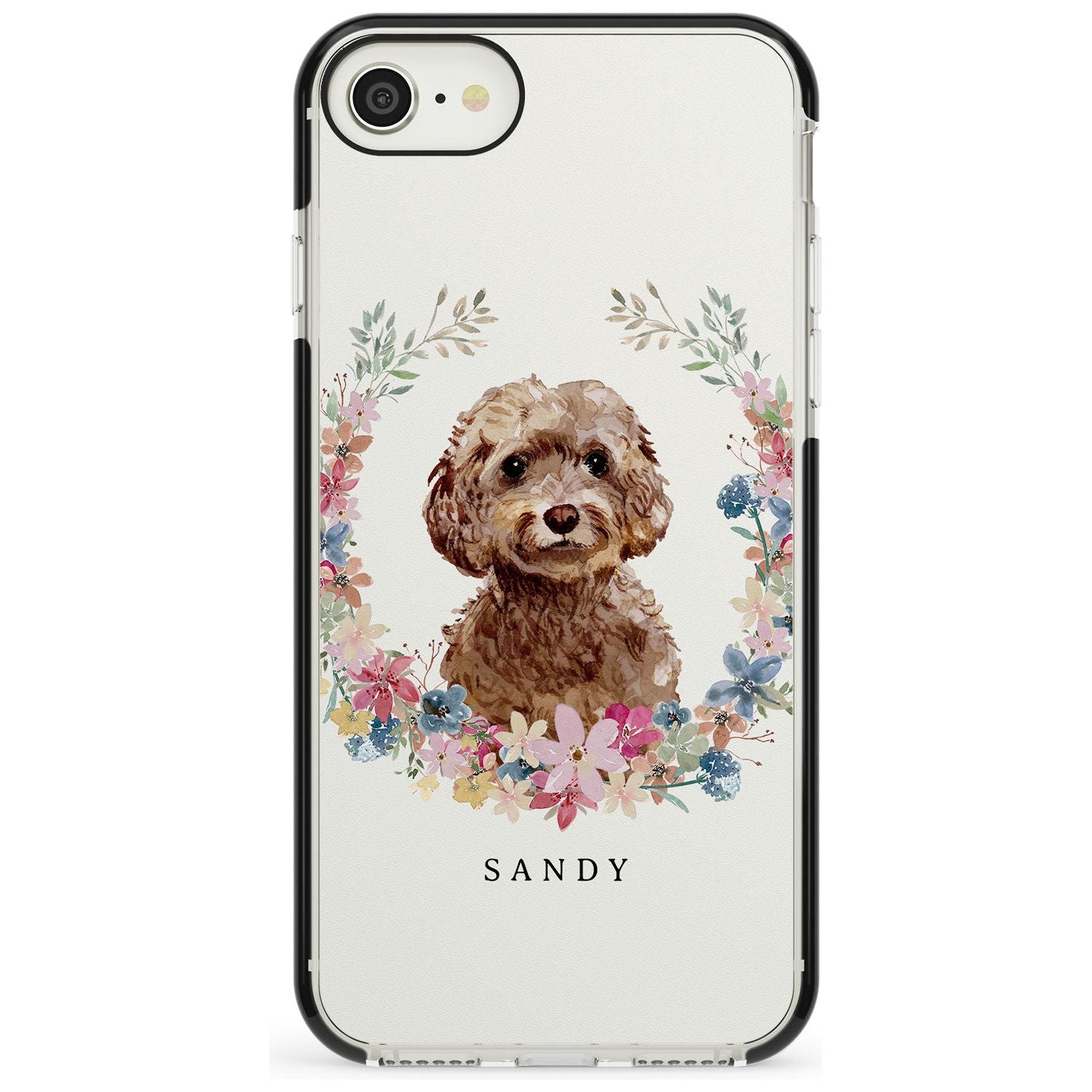 Brown Cockapoo - Watercolour Dog Portrait Black Impact Phone Case for iPhone SE 8 7 Plus