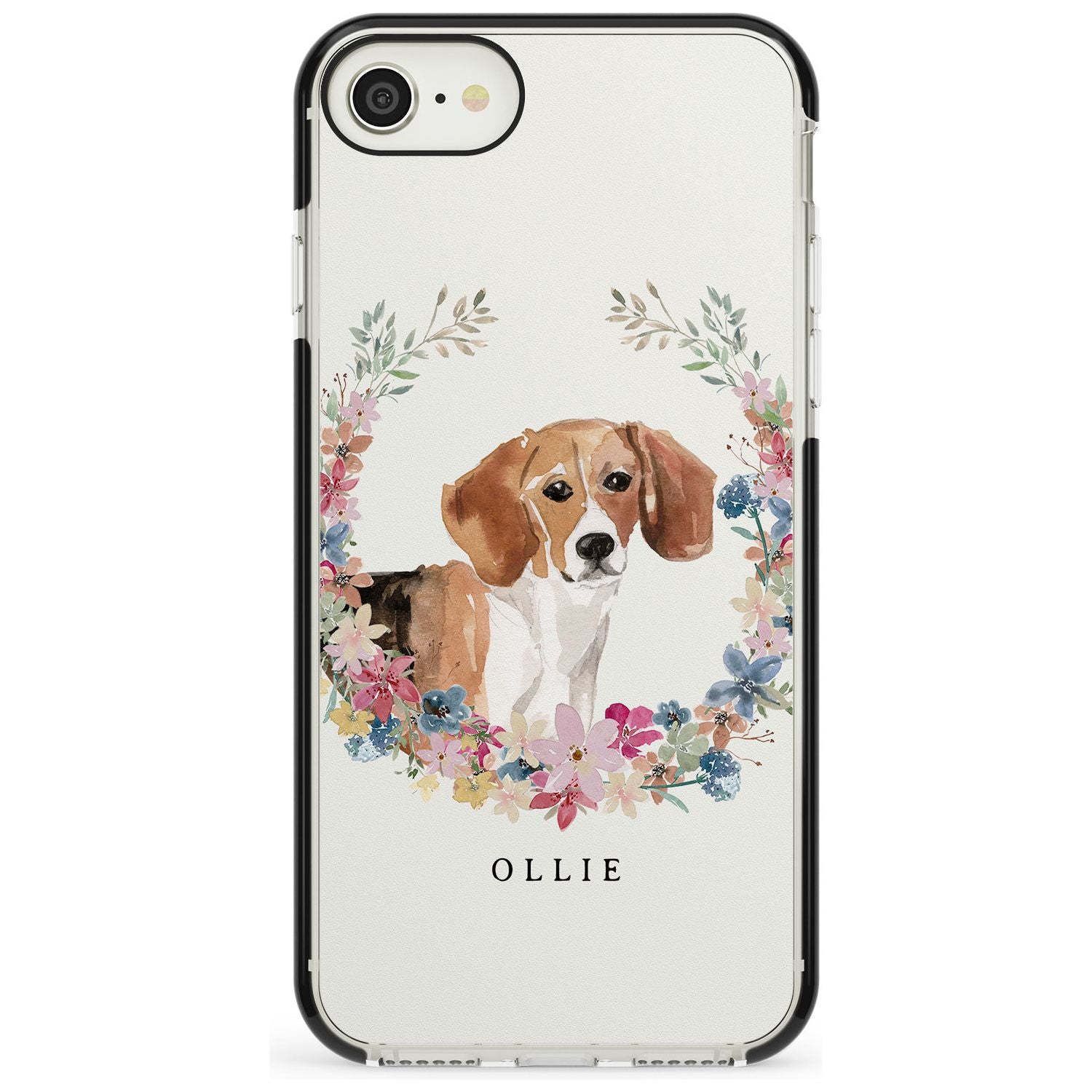 Beagle - Watercolour Dog Portrait Black Impact Phone Case for iPhone SE 8 7 Plus