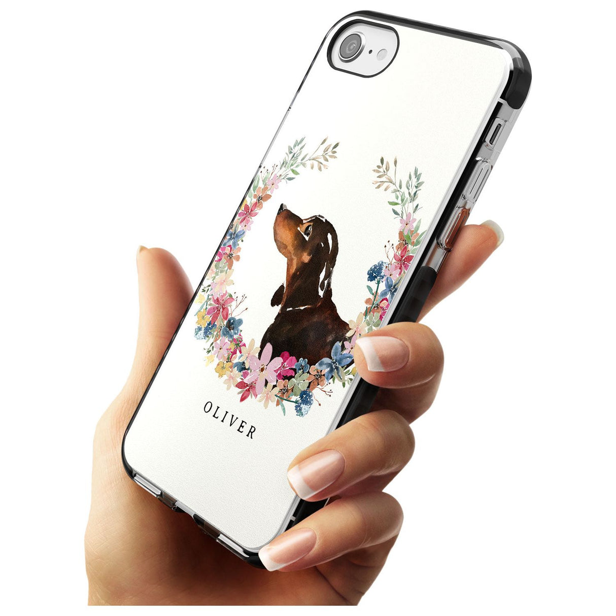 Black & Tan Dachshund - Watercolour Dog Portrait Black Impact Phone Case for iPhone SE 8 7 Plus