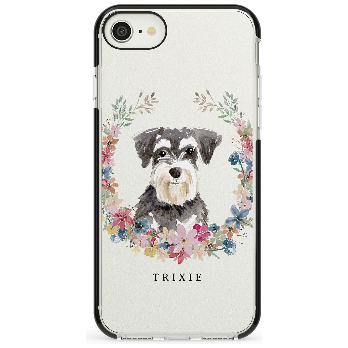 Miniature Schnauzer - Watercolour Dog Portrait Black Impact Phone Case for iPhone SE 8 7 Plus