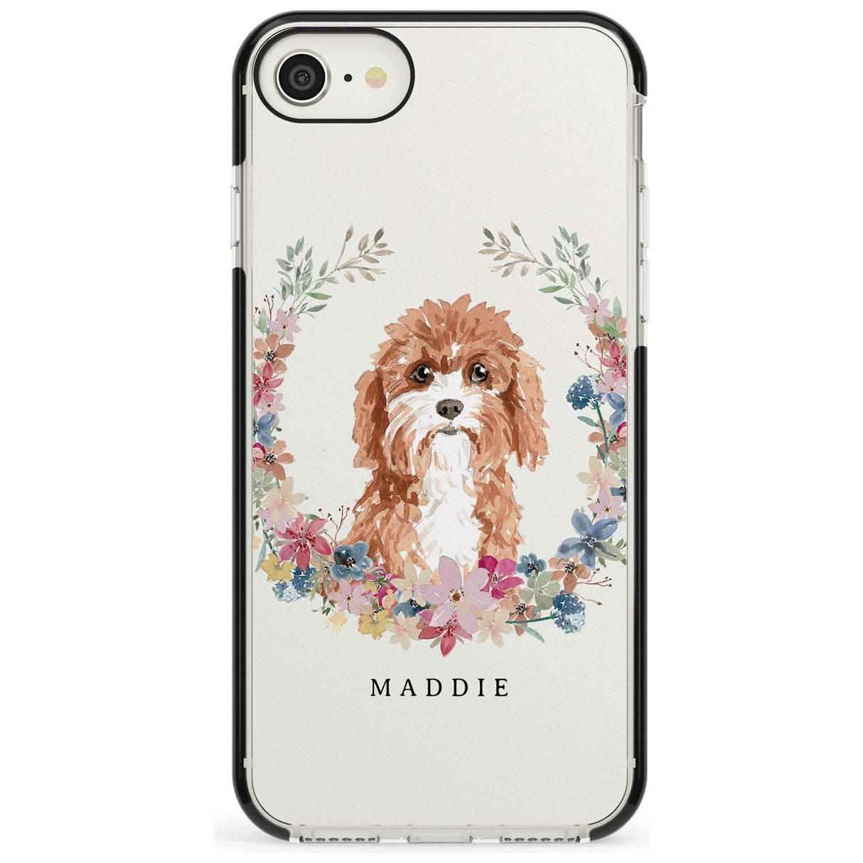 Cavapoo - Watercolour Dog Portrait Black Impact Phone Case for iPhone SE 8 7 Plus