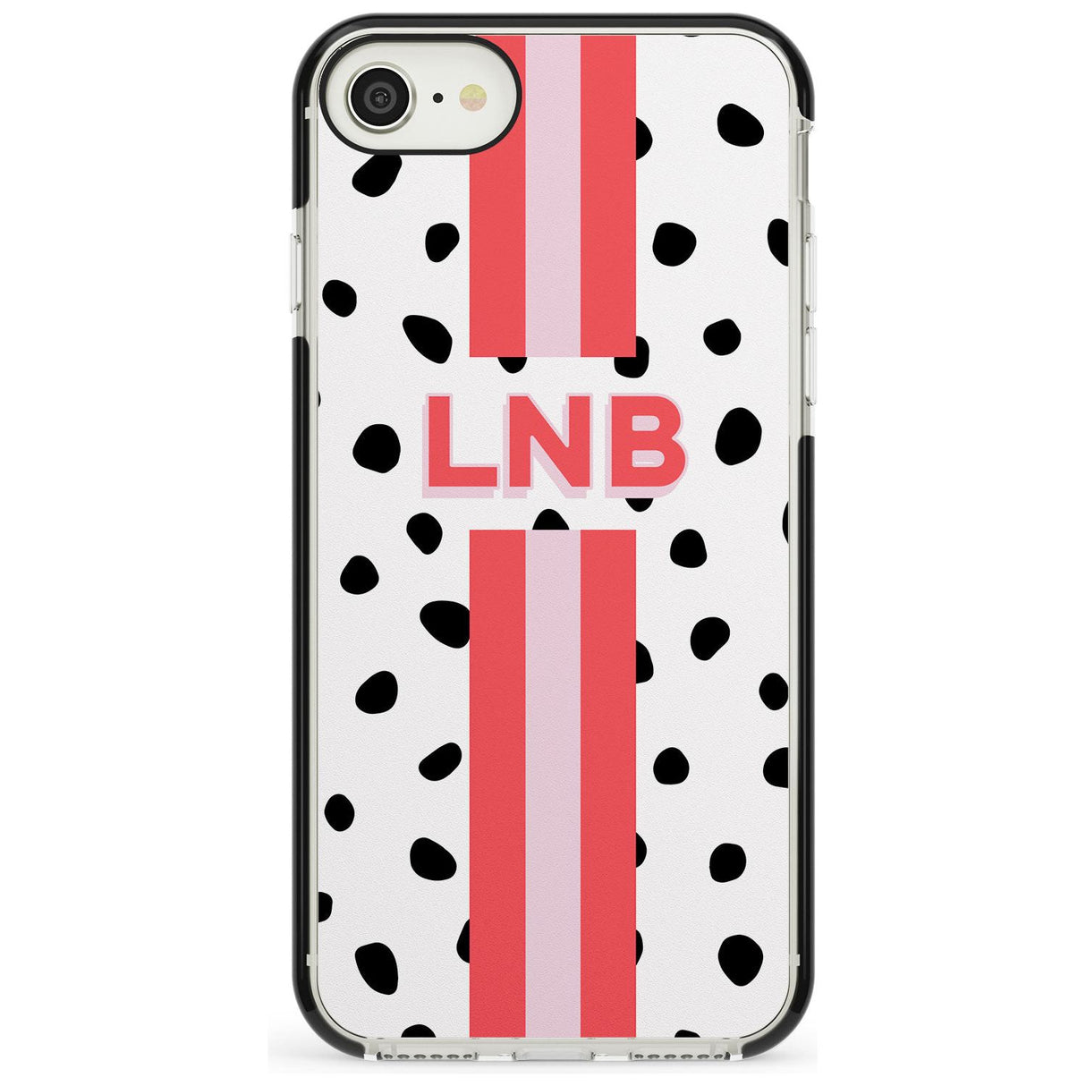 Custom Polka & Pink Stripe iPhone Case  Black Impact Custom Phone Case - Case Warehouse