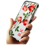 Custom Clear Vintage Floral Pink Roses Black Impact Phone Case for iPhone SE 8 7 Plus