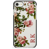 Custom Clear Vintage Floral Pink Garden Roses Black Impact Phone Case for iPhone SE 8 7 Plus