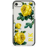 Custom Clear Vintage Floral Yellow Roses Black Impact Phone Case for iPhone SE 8 7 Plus