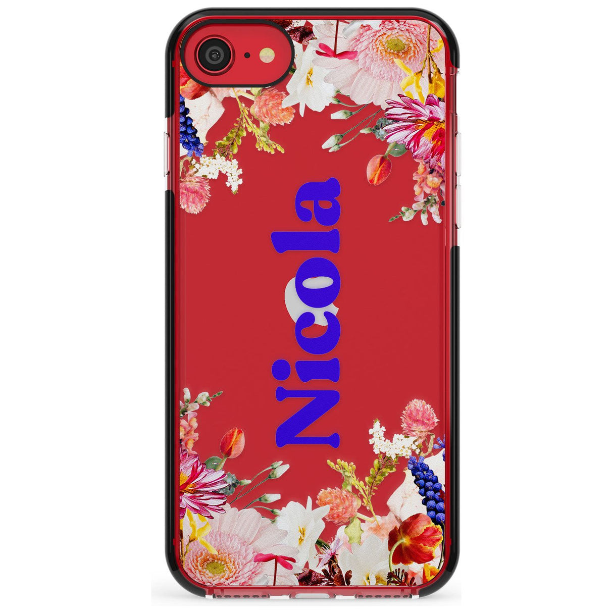 Custom Text with Floral Borders Pink Fade Impact Phone Case for iPhone SE 8 7 Plus