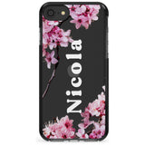 Cherry Blossoms with Custom Text Pink Fade Impact Phone Case for iPhone SE 8 7 Plus