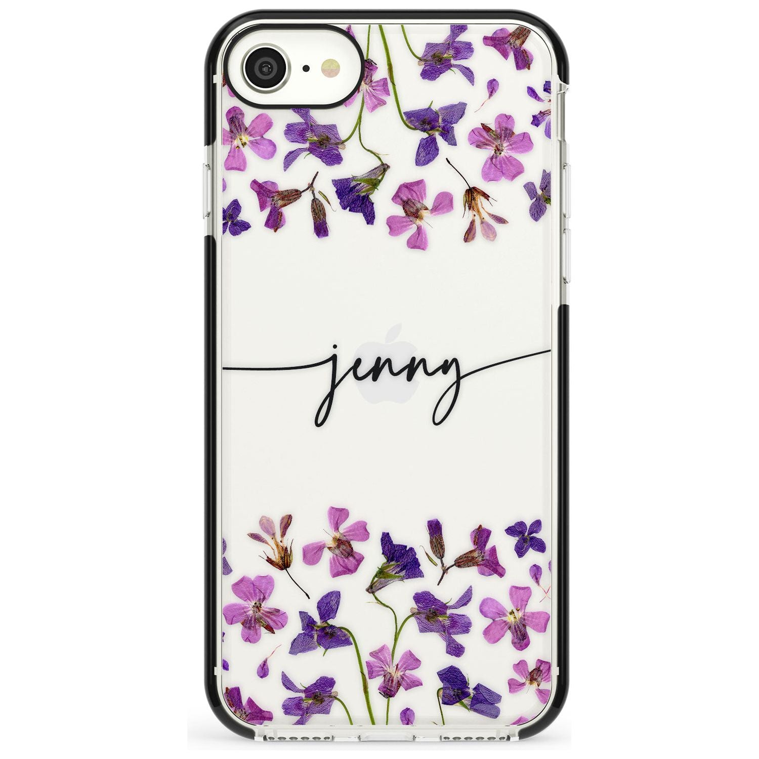 Custom Violet Flowers Pink Fade Impact Phone Case for iPhone SE 8 7 Plus
