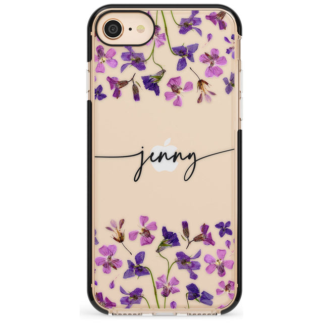 Custom Violet Flowers Pink Fade Impact Phone Case for iPhone SE 8 7 Plus