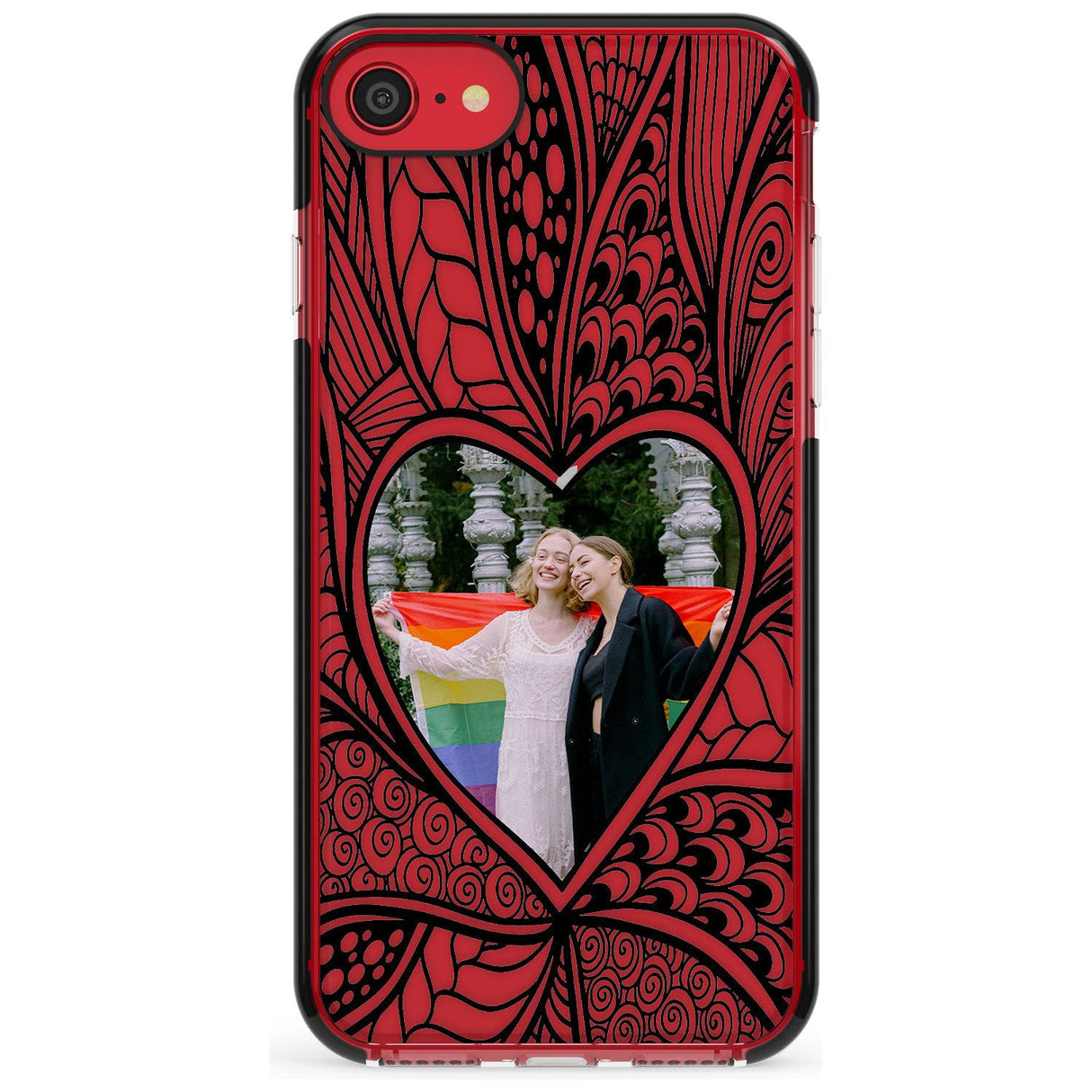 Personalised Henna Heart Photo Case Black Impact Phone Case for iPhone SE 8 7 Plus