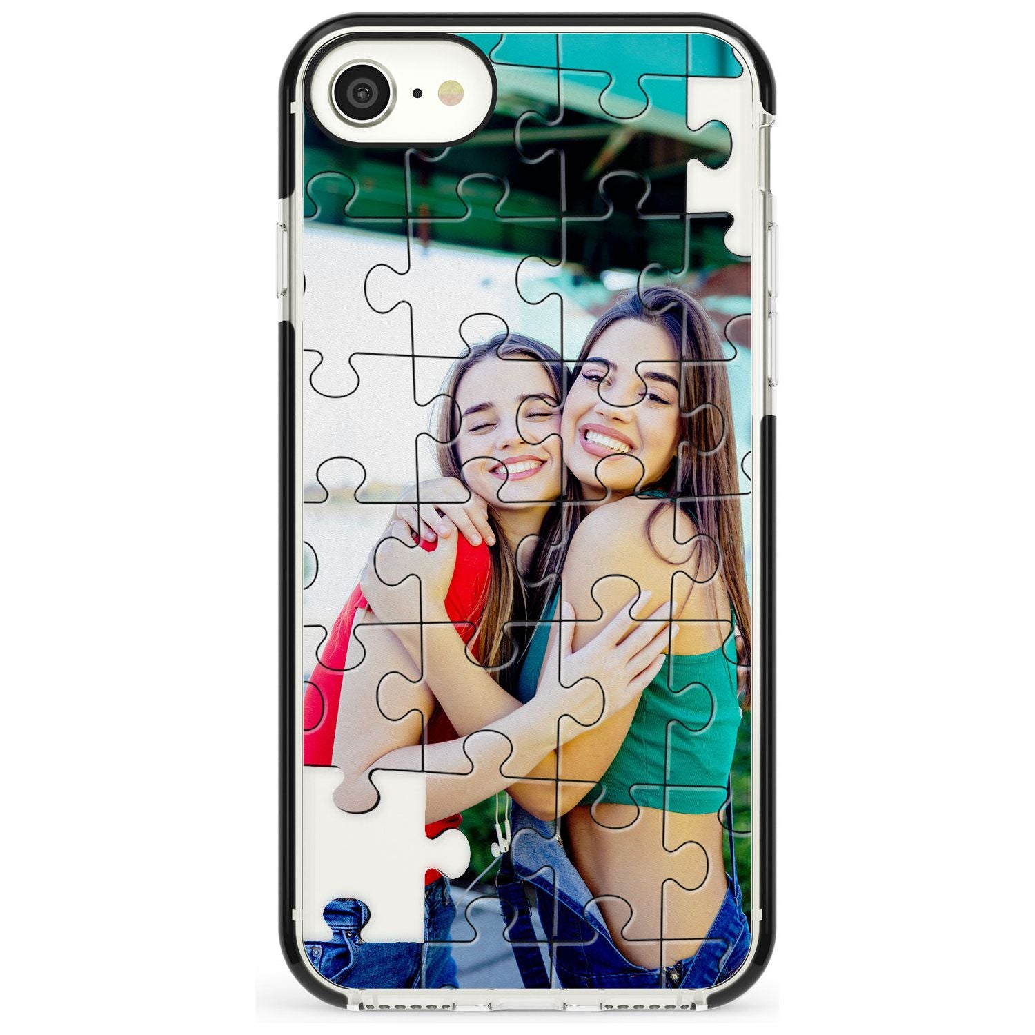 Personalised Jigsaw Puzzle Photo Black Impact Phone Case for iPhone SE 8 7 Plus