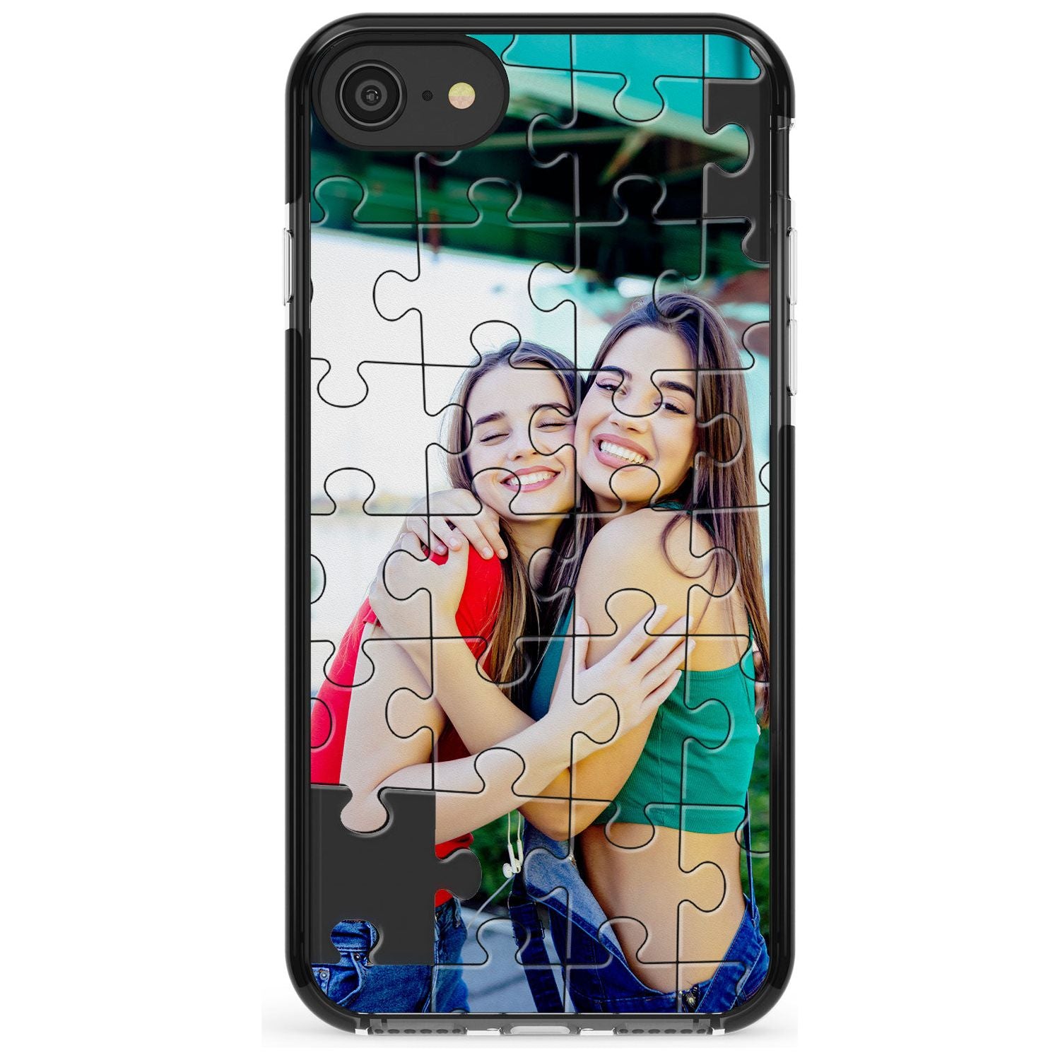 Personalised Jigsaw Puzzle Photo Black Impact Phone Case for iPhone SE 8 7 Plus