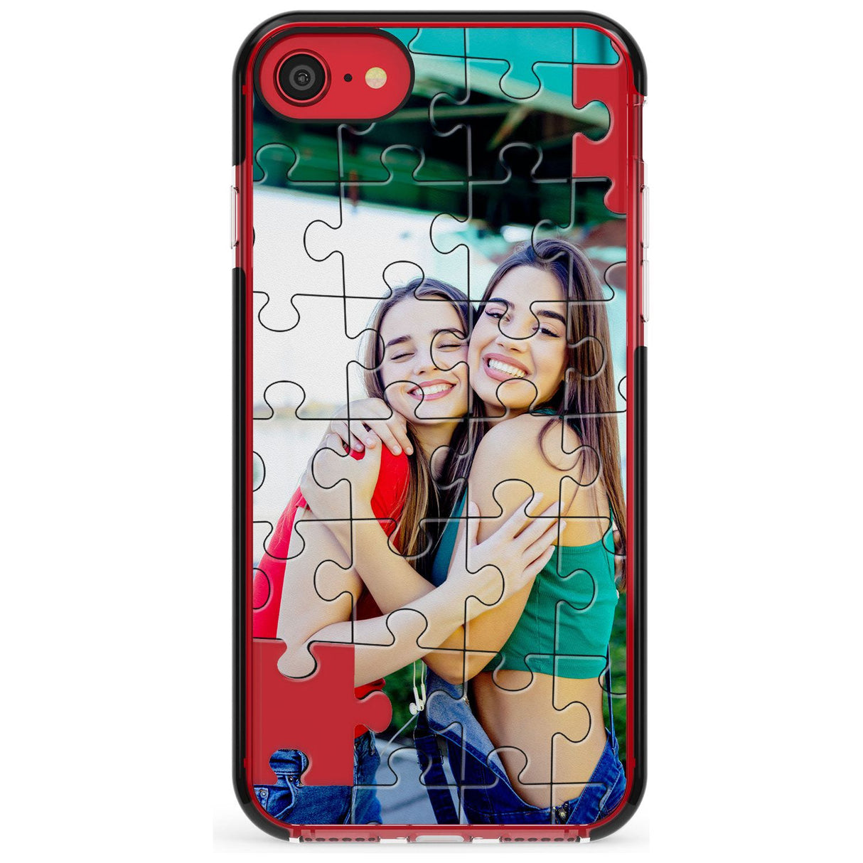 Personalised Jigsaw Puzzle Photo Black Impact Phone Case for iPhone SE 8 7 Plus