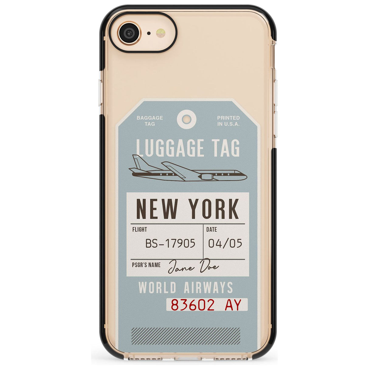 Custom Vintage USA Luggage Tag Pink Fade Impact Phone Case for iPhone SE 8 7 Plus