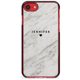 Personalised Light Grey & White Marble Pink Fade Impact Phone Case for iPhone SE 8 7 Plus