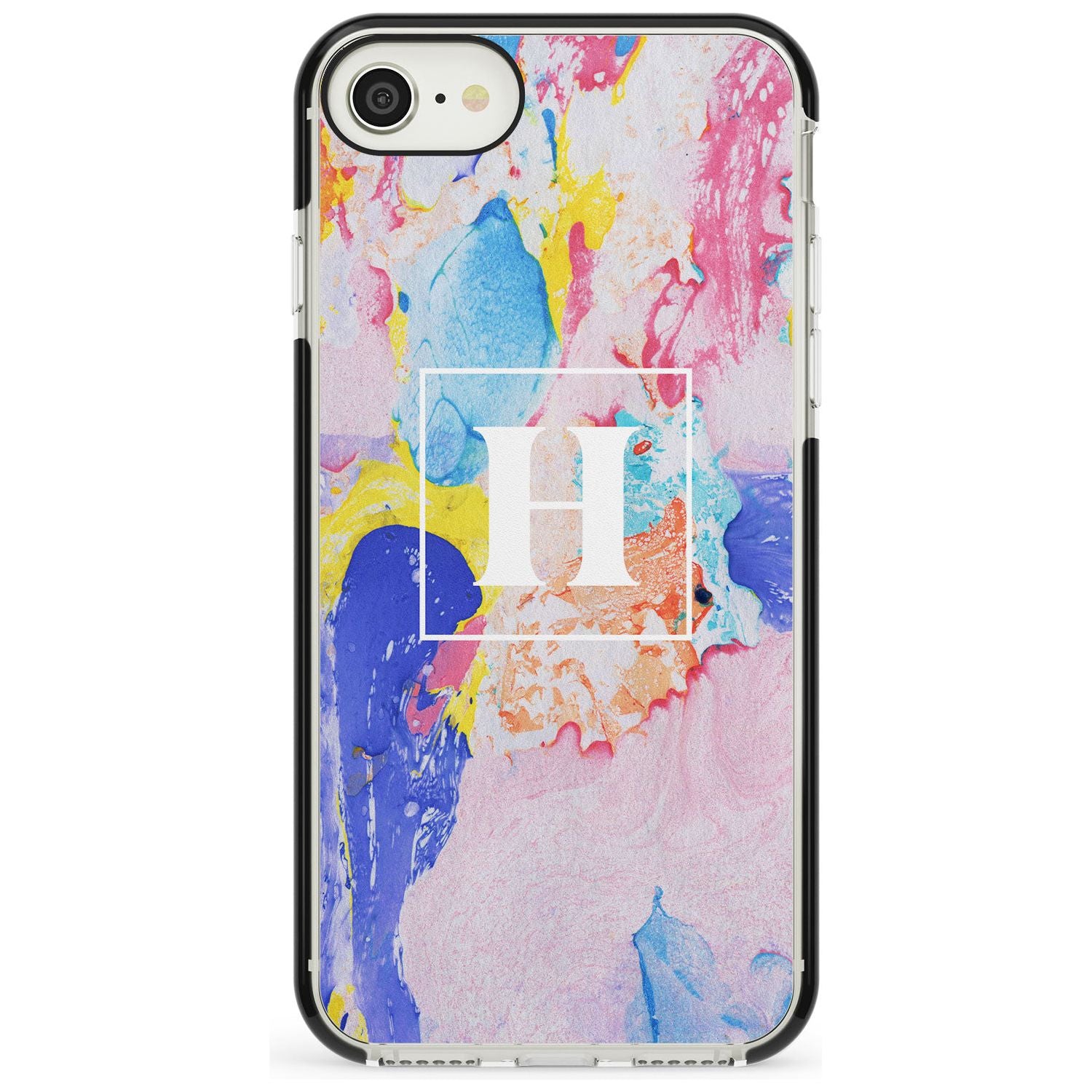 Mixed Pastels Custom Marbled Paper Black Impact Phone Case for iPhone SE 8 7 Plus