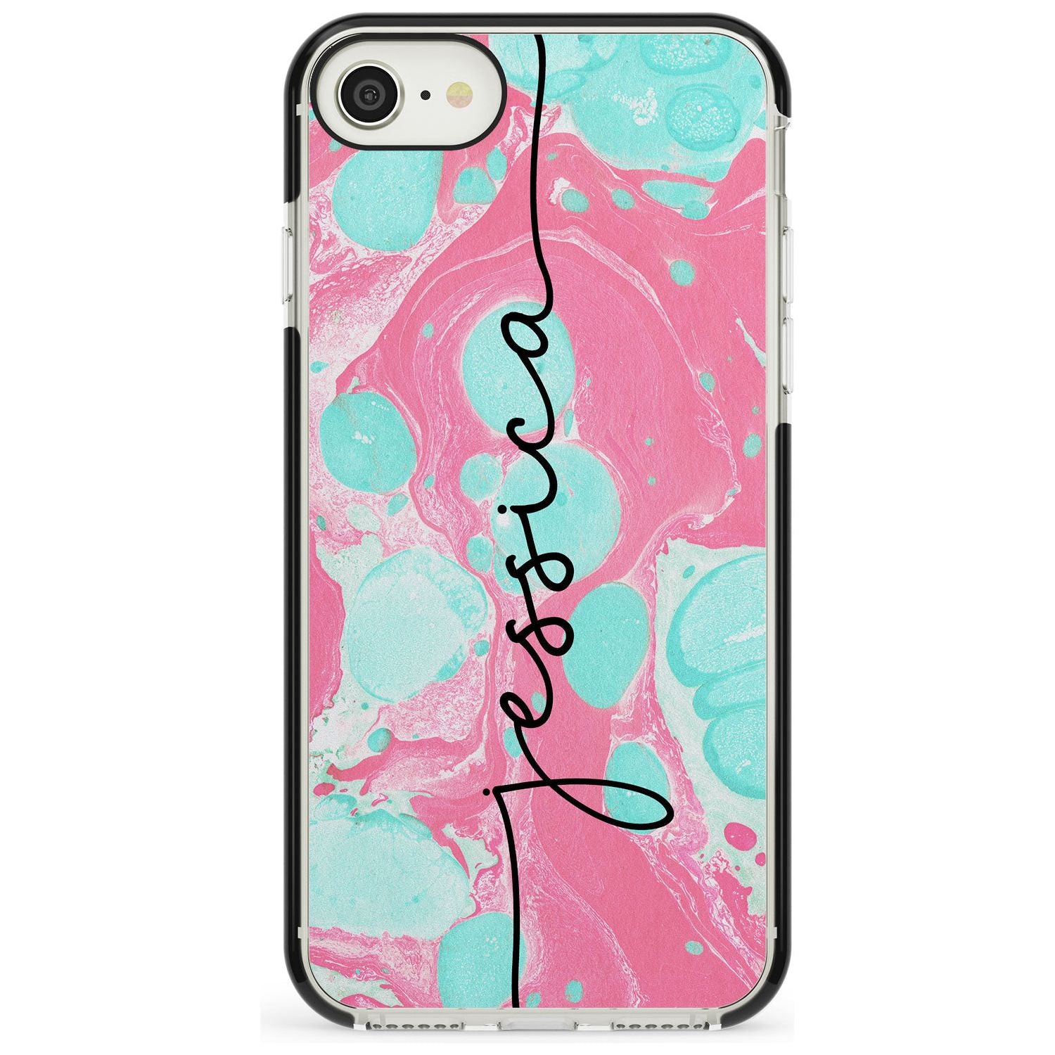 Turquoise & Pink - Marbled iPhone Case  Black Impact Custom Phone Case - Case Warehouse