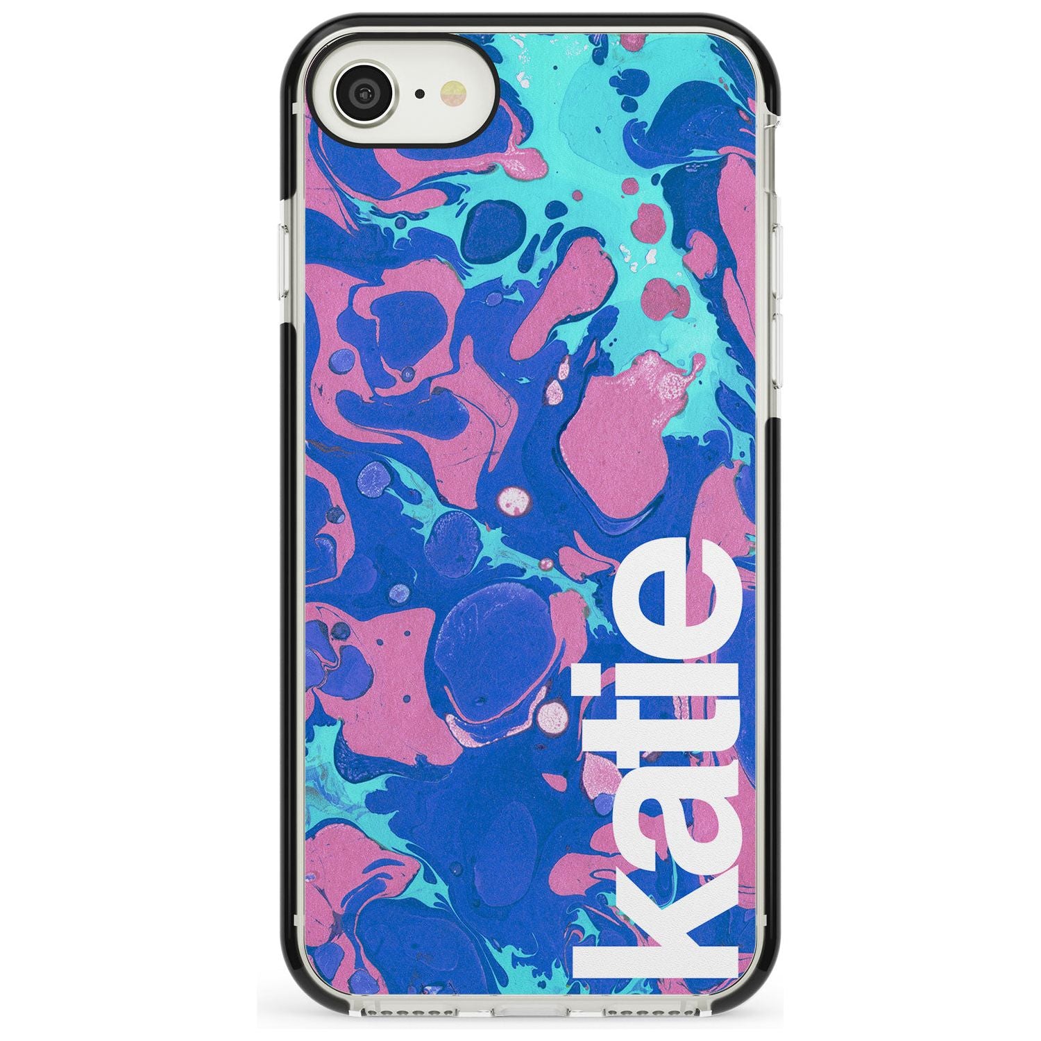 Navy, Turquoise + Purple - Marbled iPhone Case  Black Impact Custom Phone Case - Case Warehouse