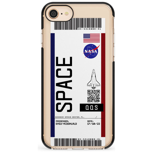 Personalised NASA Boarding Pass (Light) Black Impact Phone Case for iPhone SE 8 7 Plus