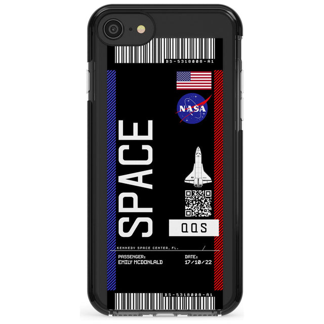 Personalised NASA Boarding Pass (Dark) Black Impact Phone Case for iPhone SE 8 7 Plus