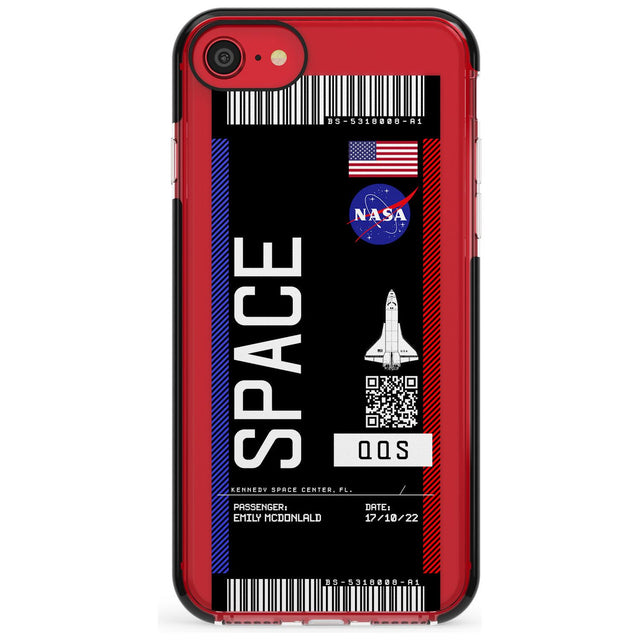 Personalised NASA Boarding Pass (Dark) Black Impact Phone Case for iPhone SE 8 7 Plus