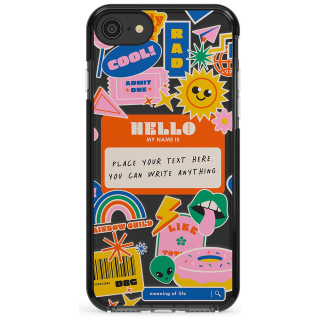 Custom Nostalgia Sticker Mix #2 Pink Fade Impact Phone Case for iPhone SE 8 7 Plus