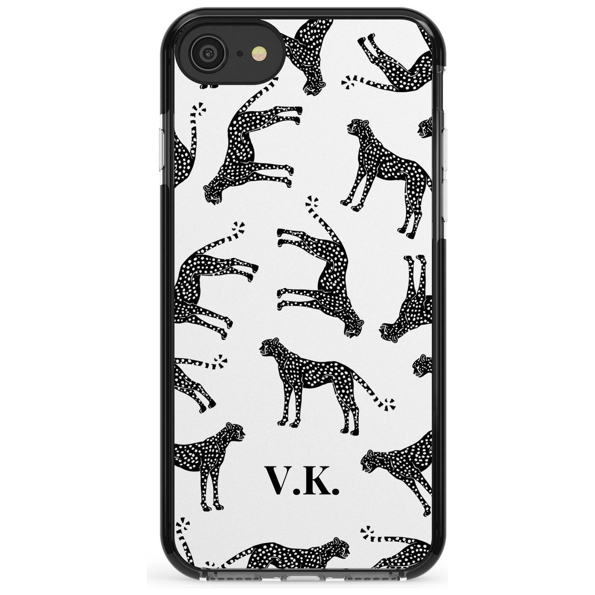 Personalised Cheetah Pattern: Black & White Pink Fade Impact Phone Case for iPhone SE 8 7 Plus