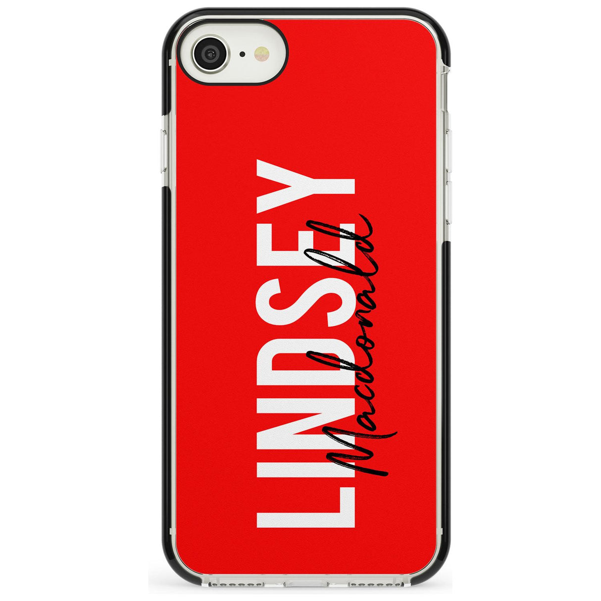 Bold Custom Name: Red Black Impact Phone Case for iPhone SE 8 7 Plus